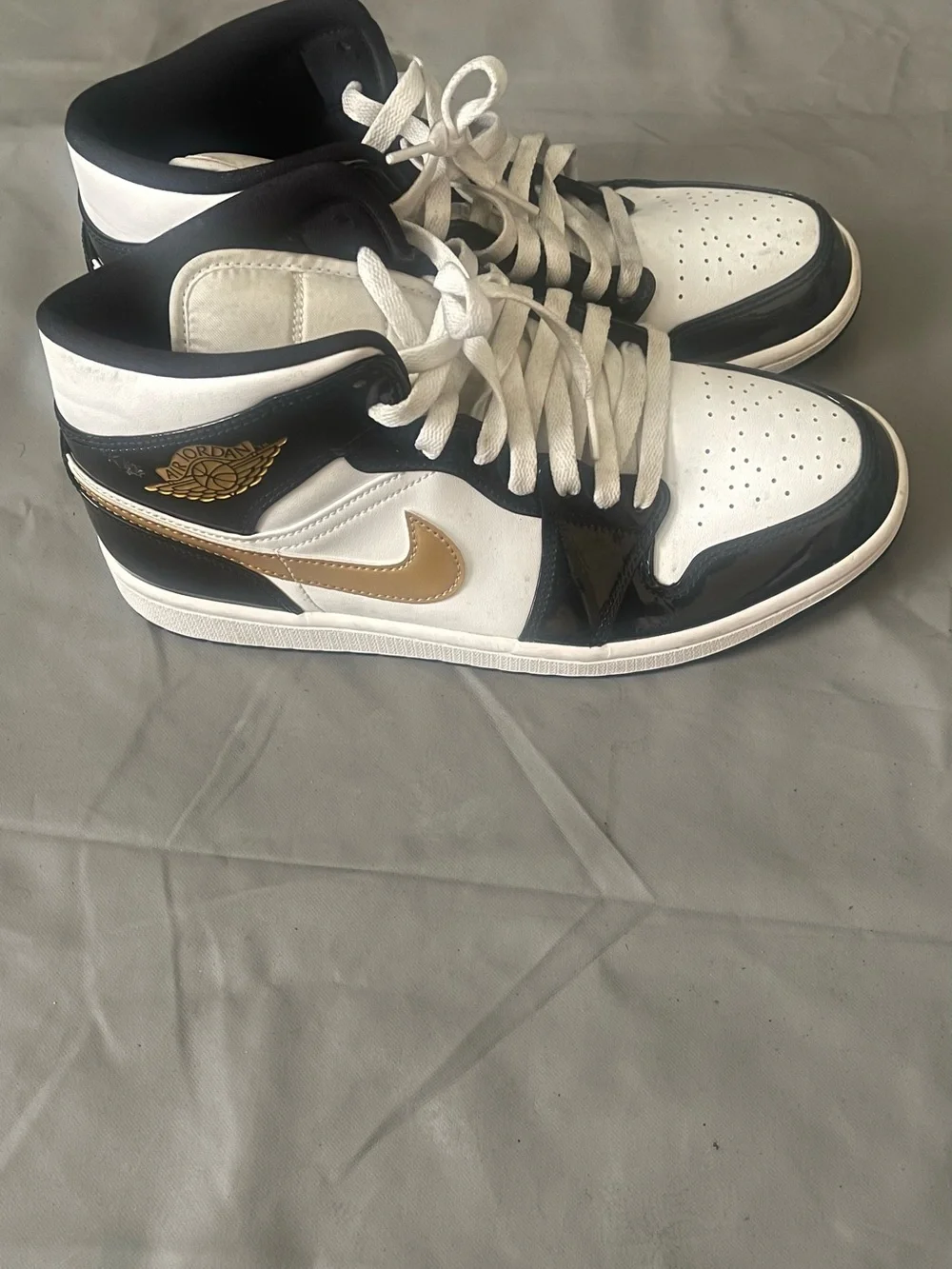 Jordan Men’s High-Top Sneakers - White, Black & Gold